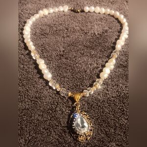 Antique Wild Pearl & Crystal Necklace
